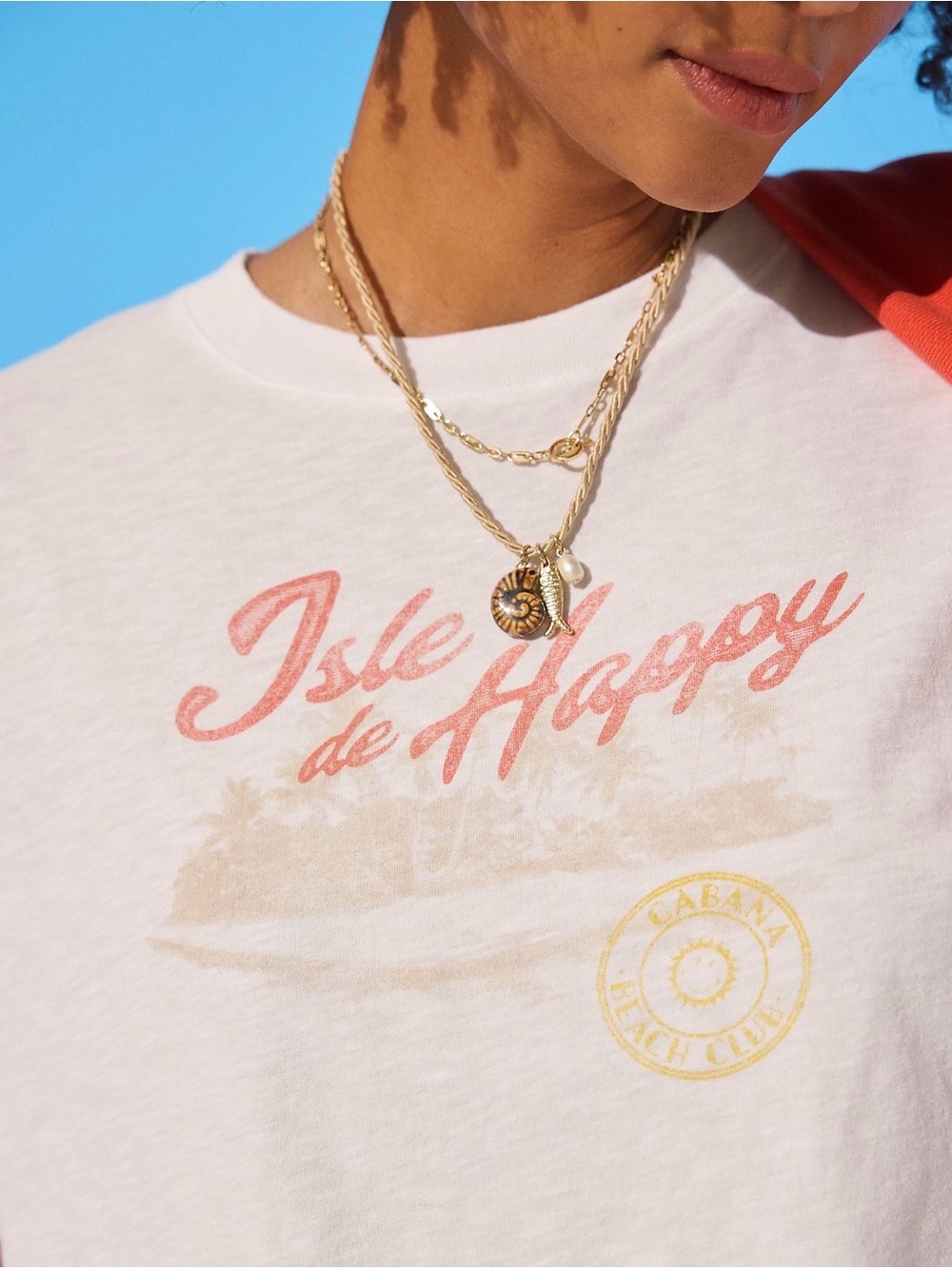 AERIE - NWT - White 'Isle de Happy' Graphic Relaxed Tee